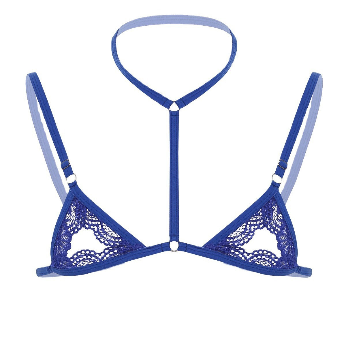 Image of Men's sexy lingerie lace three-point bra pajamas sheer panties temptation pure desire sexy bed set